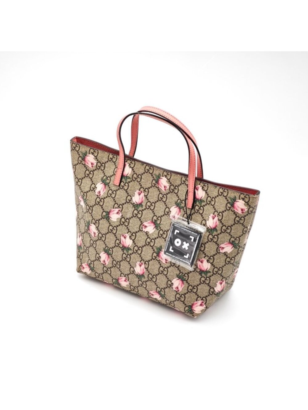 Gucci Flower Tote Bag Floral Pattern Rose Beige Pink